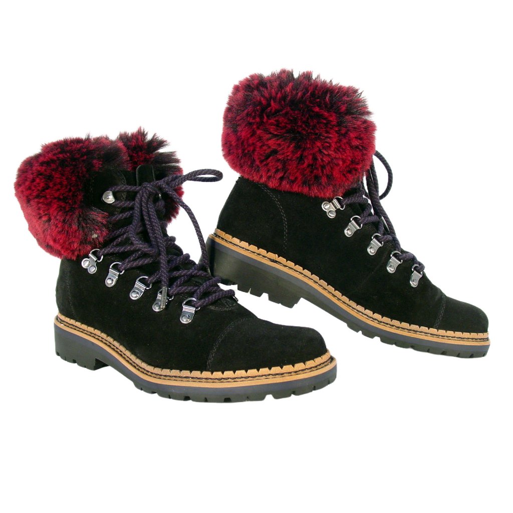 Sam Edelman Bowen $300 Suede Fur Collar Hiking Boots Booties Women's 8.5